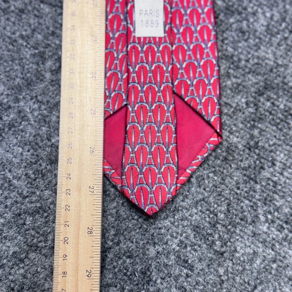 Cedric Brochier Soieries Tie Mens OS Red Eiffel Tower Paris 1889 Silk French Art
